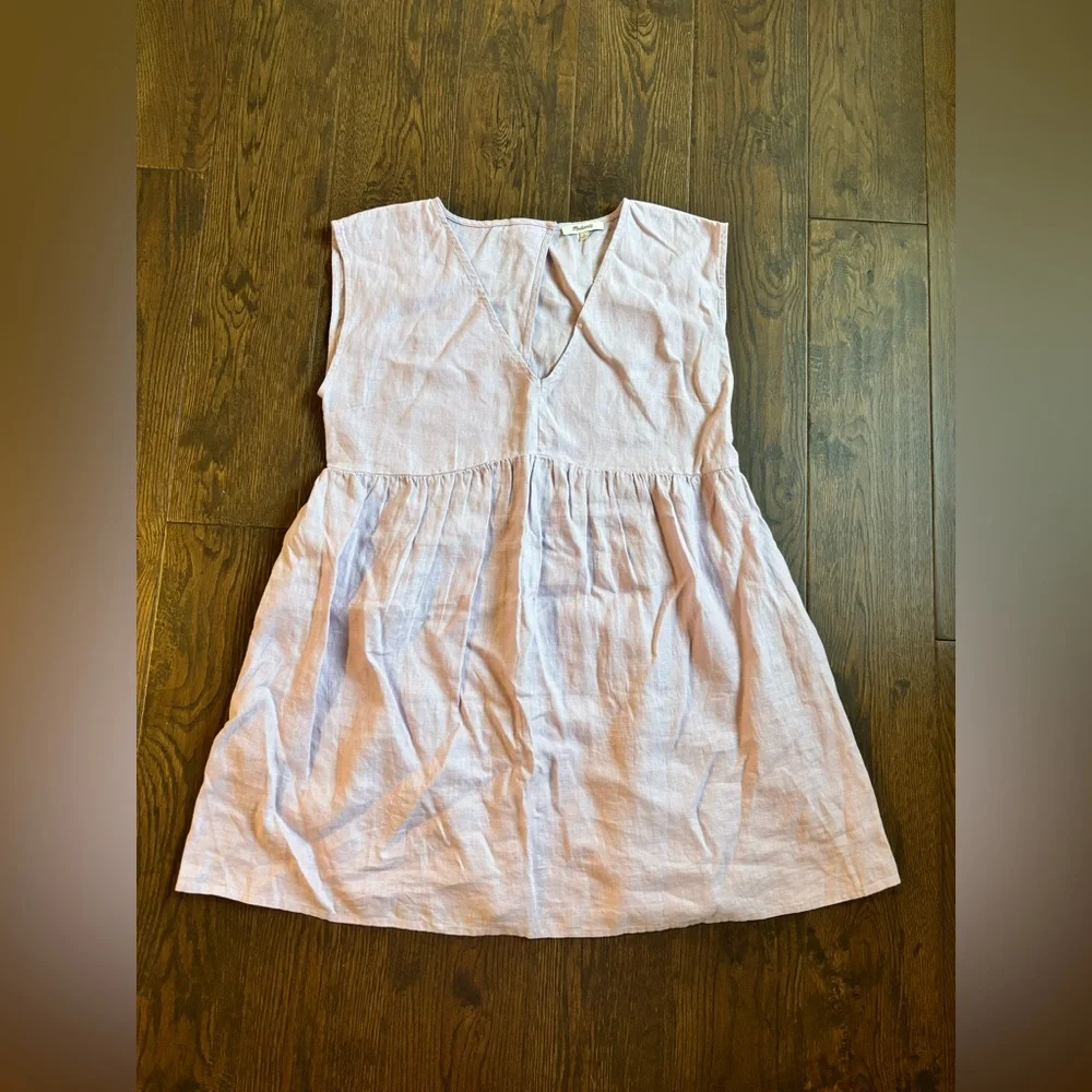 Madewell Relaxed Empire Waist Minidress Women’s Size Large in Subtle Lilac - Picture 4 of 7